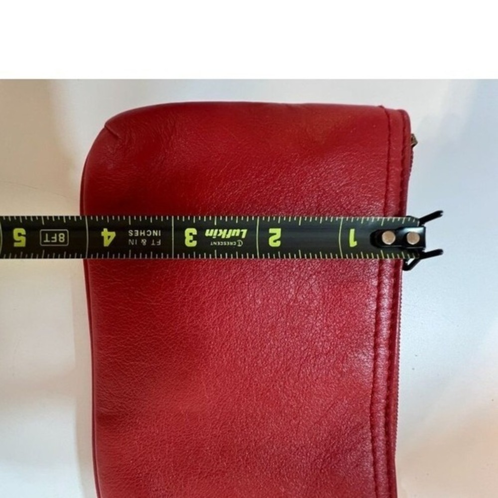 Coach New York Red Leather Wristlet Clutch Bag Gold Hardware 6" X 4" Card Slots - Picture 6 of 6